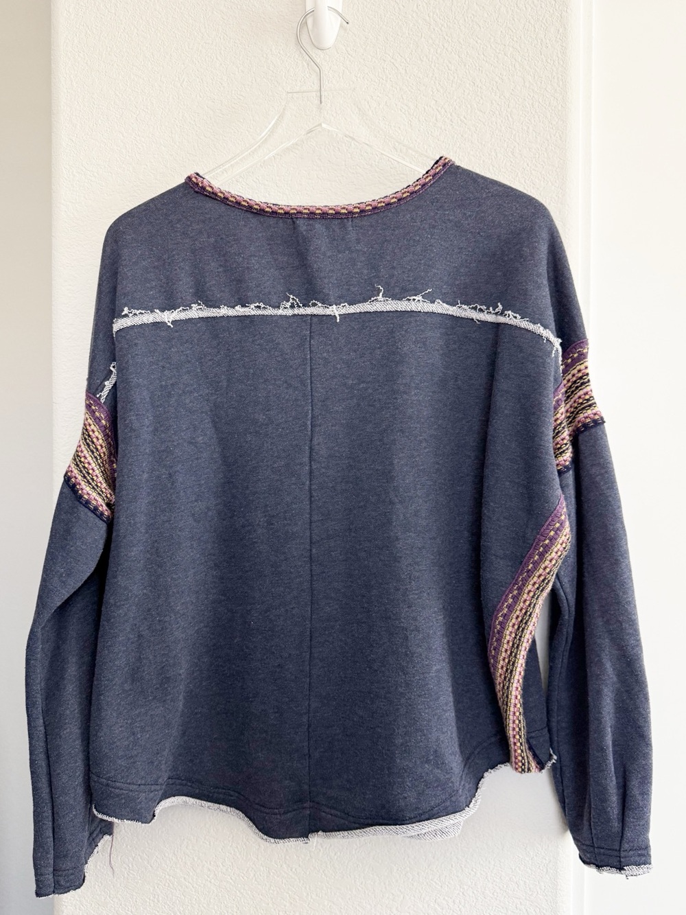 Natural Life Navy Boho Knit Trim Sweater - Picture 3 of 8